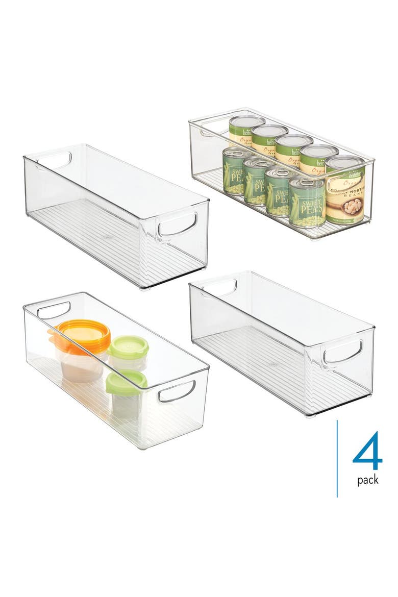 Plastic Stackable Pantry Bin with Handles, Set of 4, Clear, Made in USA, Alternate, color, Clear