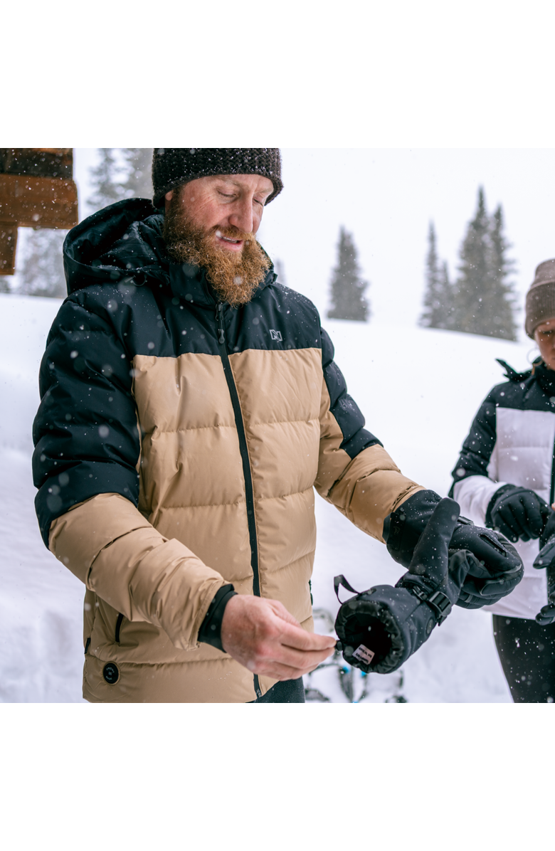 Mobile Warming Crest 2.0 Men's Natural Down Heated Jacket, Alternate, color, Black/Tan