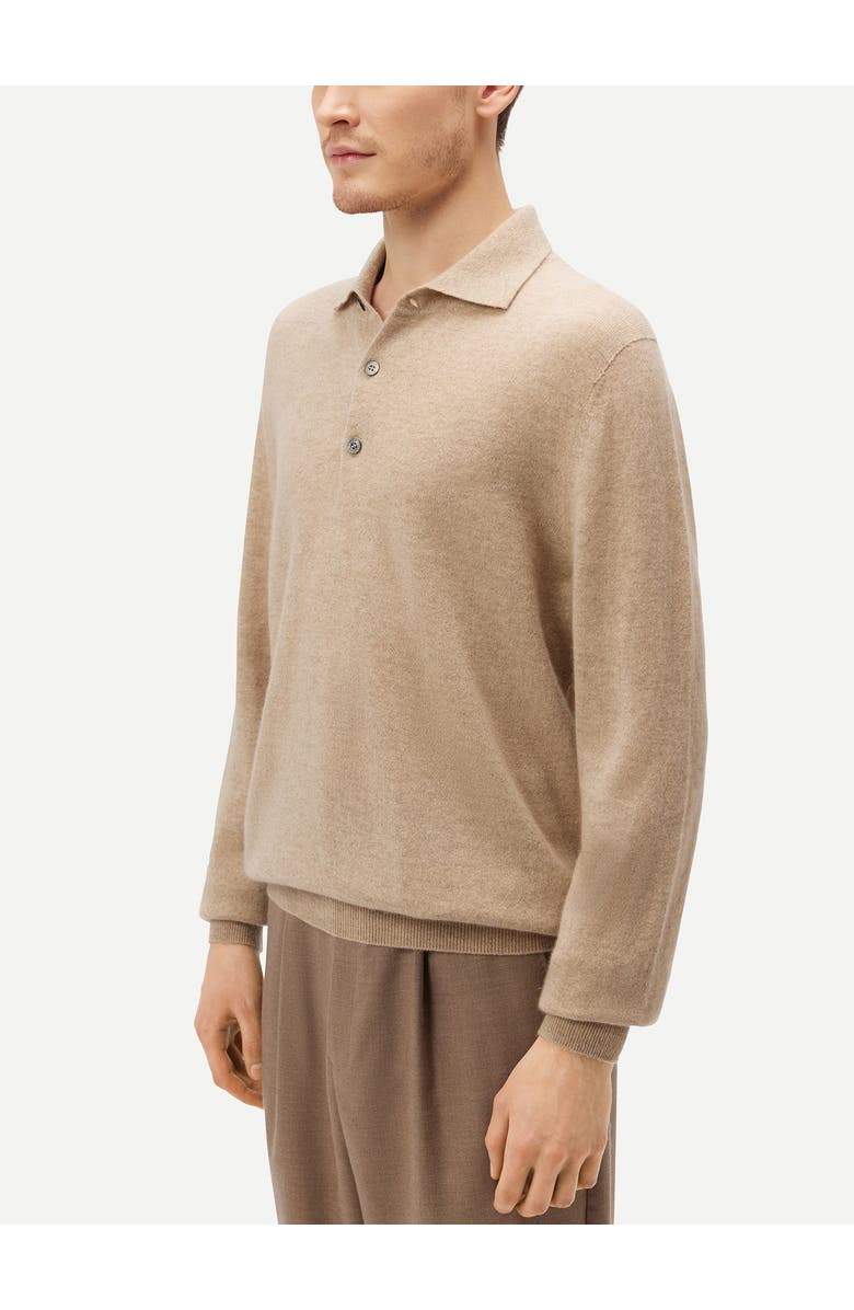 GOBI Mongolian Cashmere Essential Cashmere Polo Sweater, Alternate, color, Warm Grey