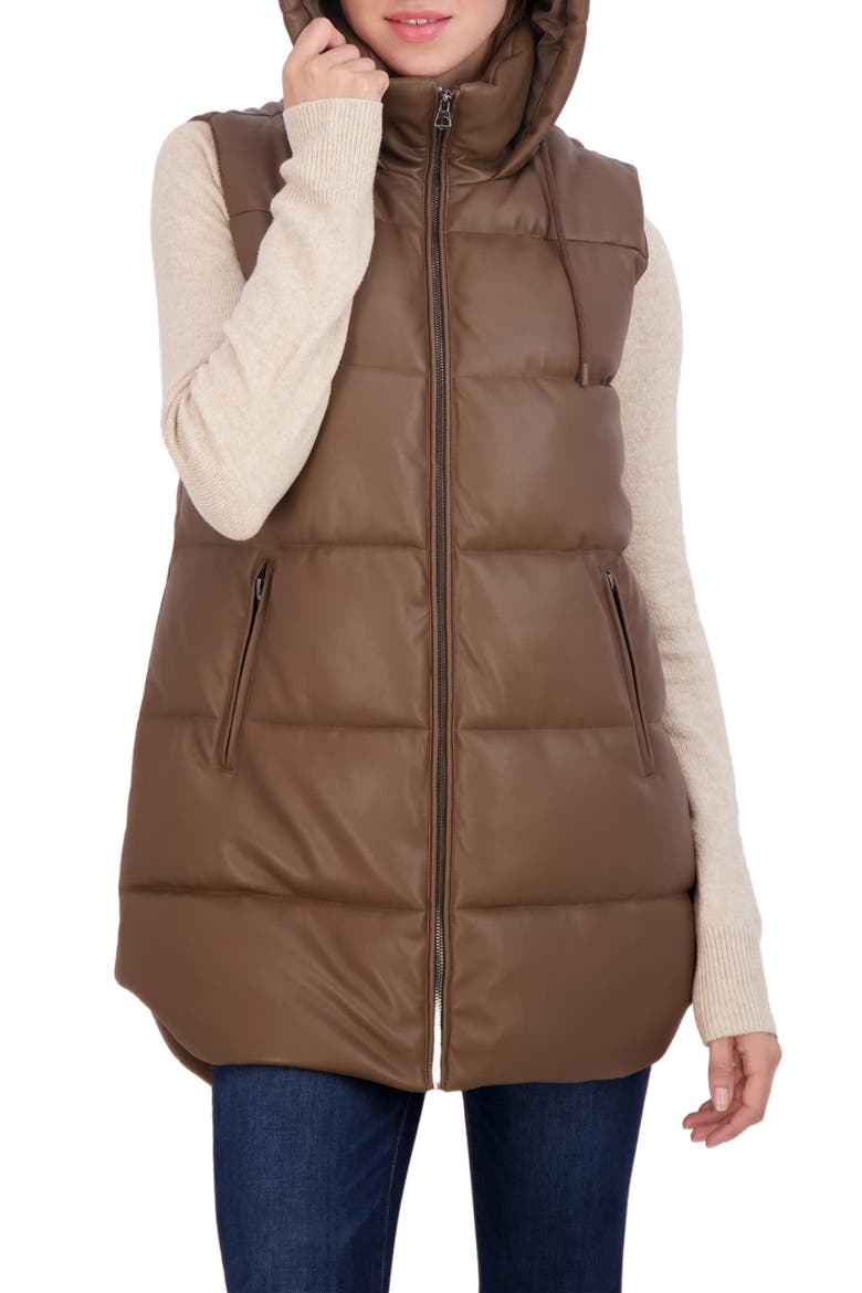 Quilted Puffer Vest, Main, color, MEDIUM BROWN