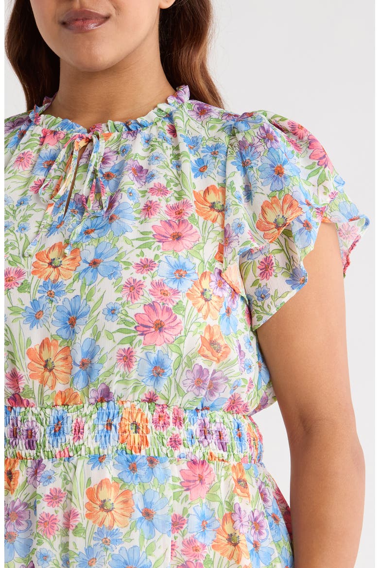 Ezia Garden Bumble Ruffle Dress, Alternate, color, BLUE/ PINK/ YELLOW