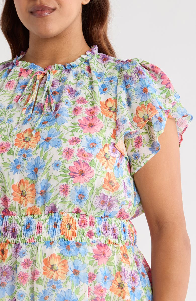 SUGARLIPS Ezia Garden Bumble Ruffle Dress, Alternate, color, Blue/ Pink/ Yellow