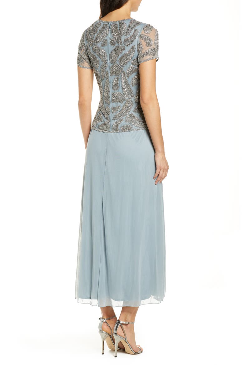 Beaded Leaf Mock Two-Piece Gown, Alternate, color, LT. BLUE