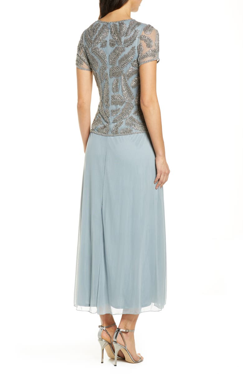 Pisarro Nights Beaded Leaf Mock Two-Piece Gown, Alternate, color,