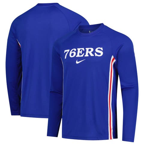 Men's Nike Royal Philadelphia 76ers 2025/26 Authentic Pre-Game Legend Dri-FIT Long Sleeve Shooting Shirt