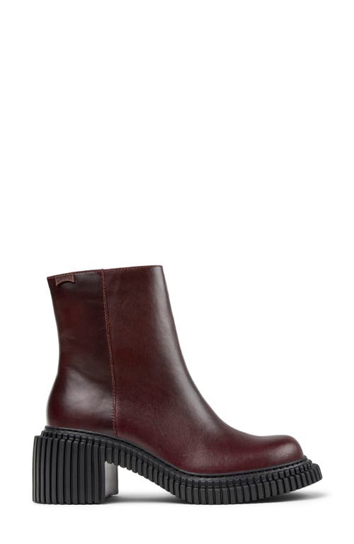 Camper 70mm Pix London Leather Zip-fastening Block-heel Boots In Burgundy