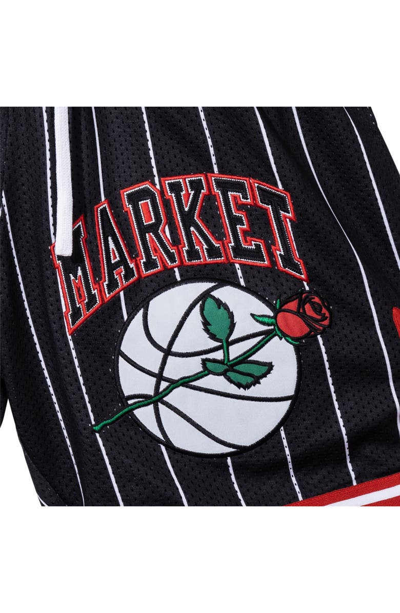 MARKET Rose Appliqué Stripe Mesh Basketball Shorts, Alternate, color,