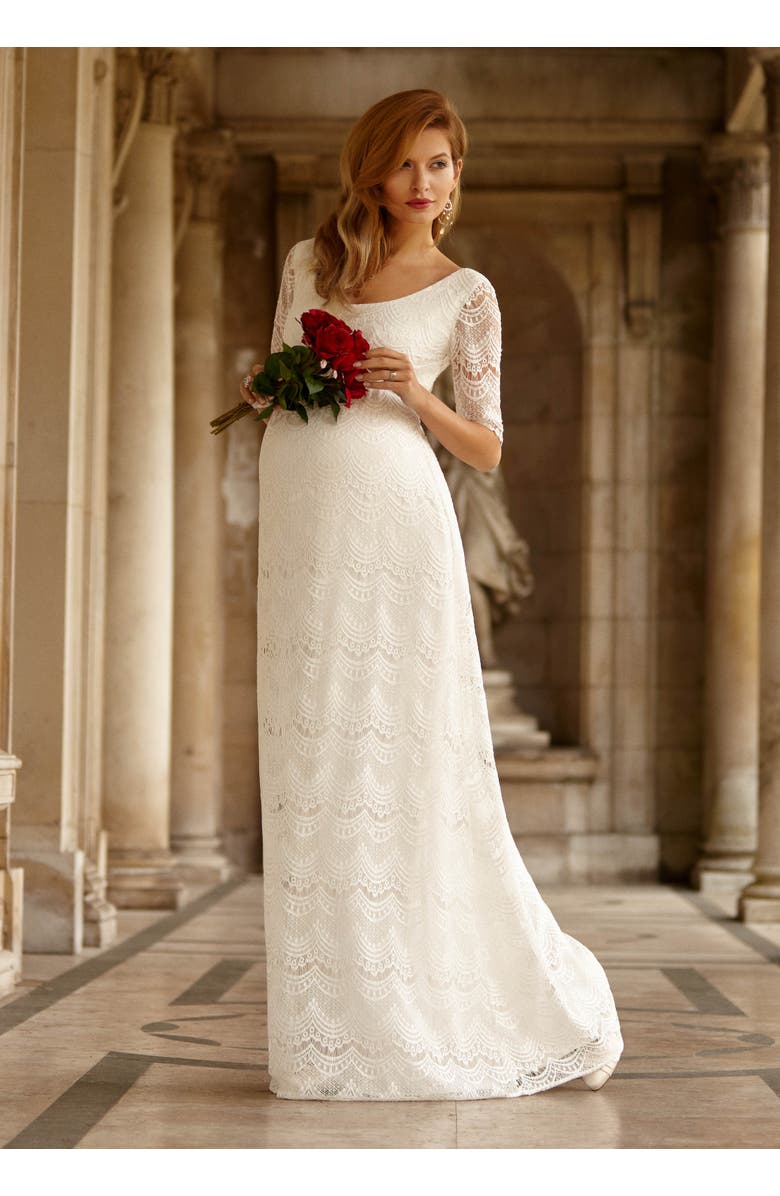 Tiffany Rose Maternity Verona Gown Long, Alternate, color, Bright Ivory