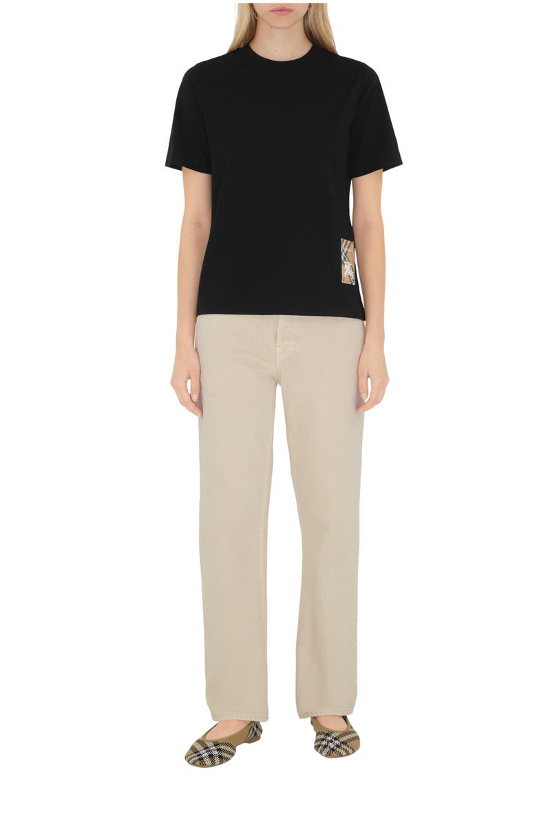 Burberry Check Label Cotton T-shirt, Main, color, Black