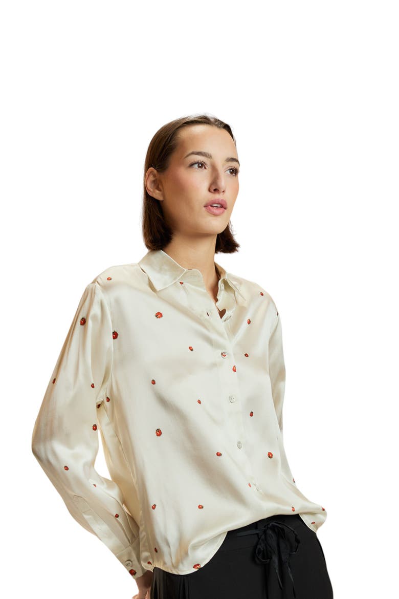 Ladybug Silk Blouse, Main, color, White