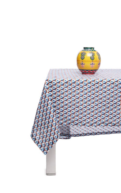 La Doublej Medium Tablecloth (180x280) Cubi Blue In Cubi Blue