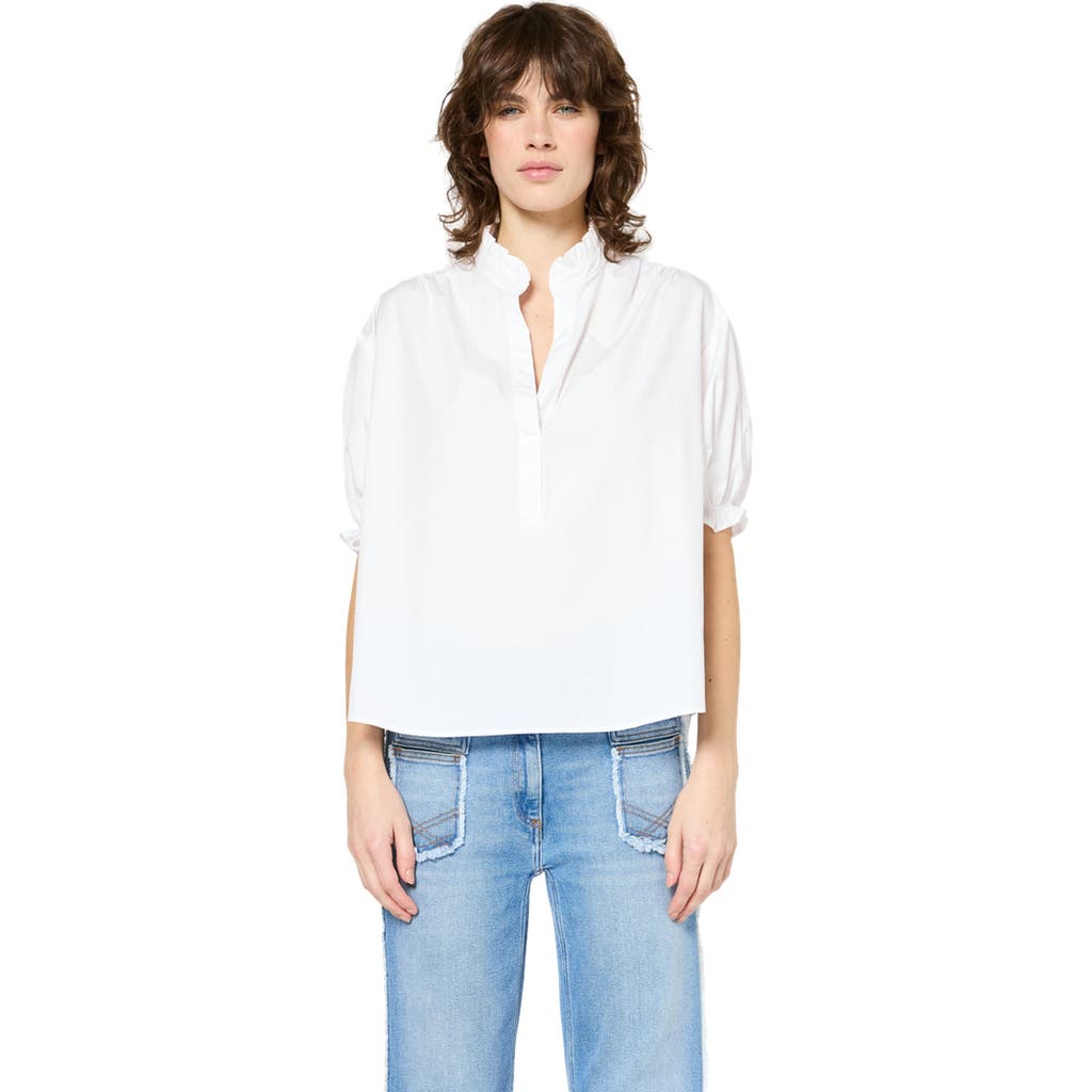 Gerard Darel Annyr Ruffled Mandarin Collar Blouse In White