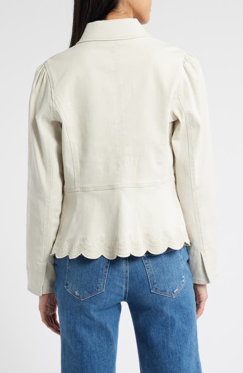 Wit & Wisdom Puff Shoulder Peplum Denim Jacket In Birch