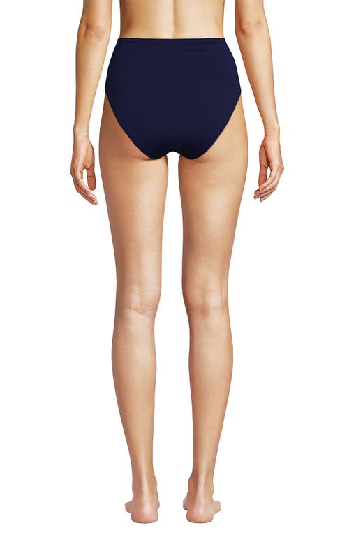 Lands' End Chlorine Resistant Smoothing Control High Waisted Bikini Bottoms In Deep Sea Navy