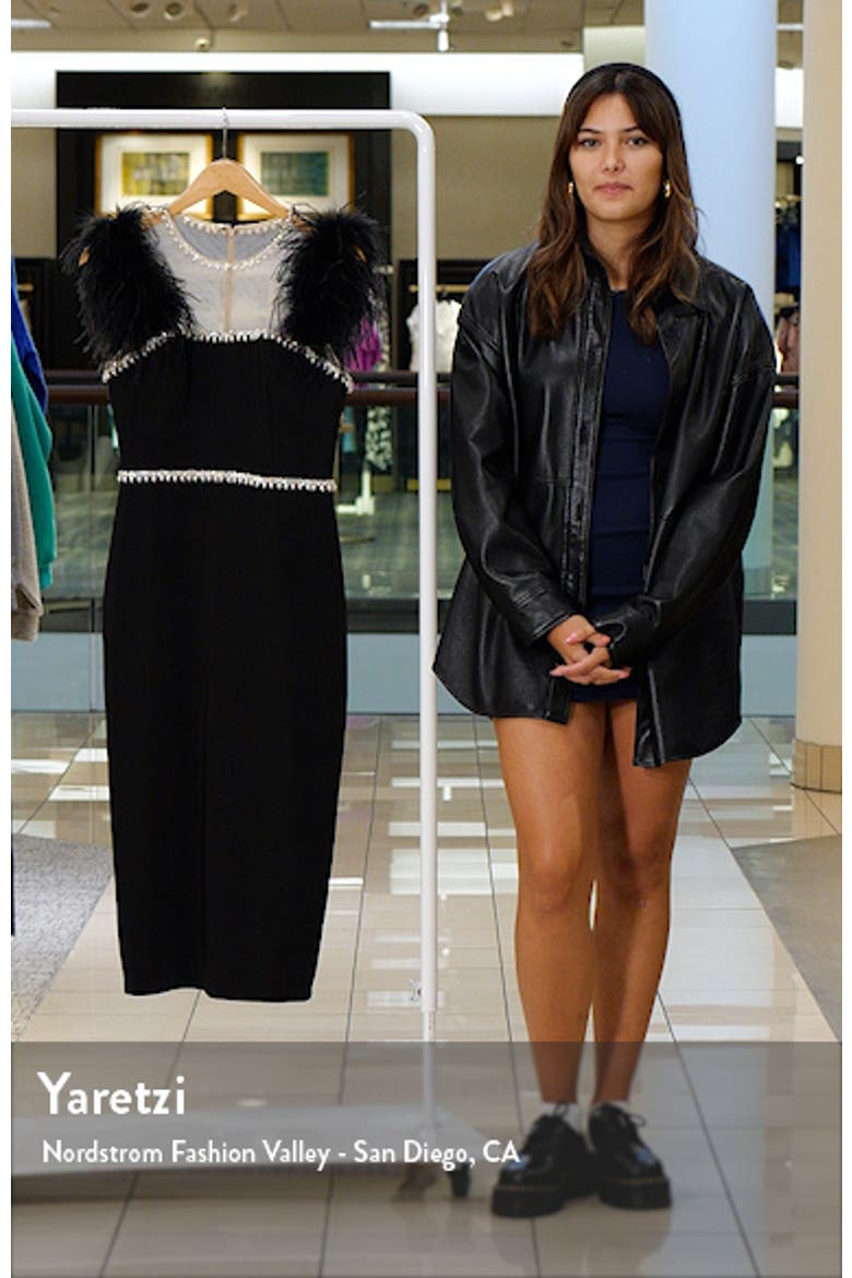 Feather Cap Sleeve Pearl Embellished Midi Dress video