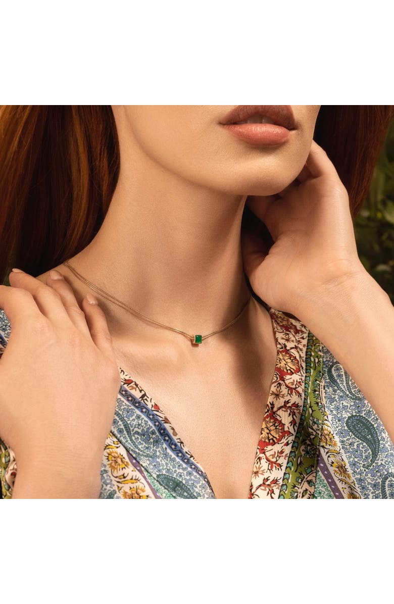 Karma and Luck Devote & Achieve - Emerald Evil Eye May Birthstone Necklace, Alternate, color, Gold/Green