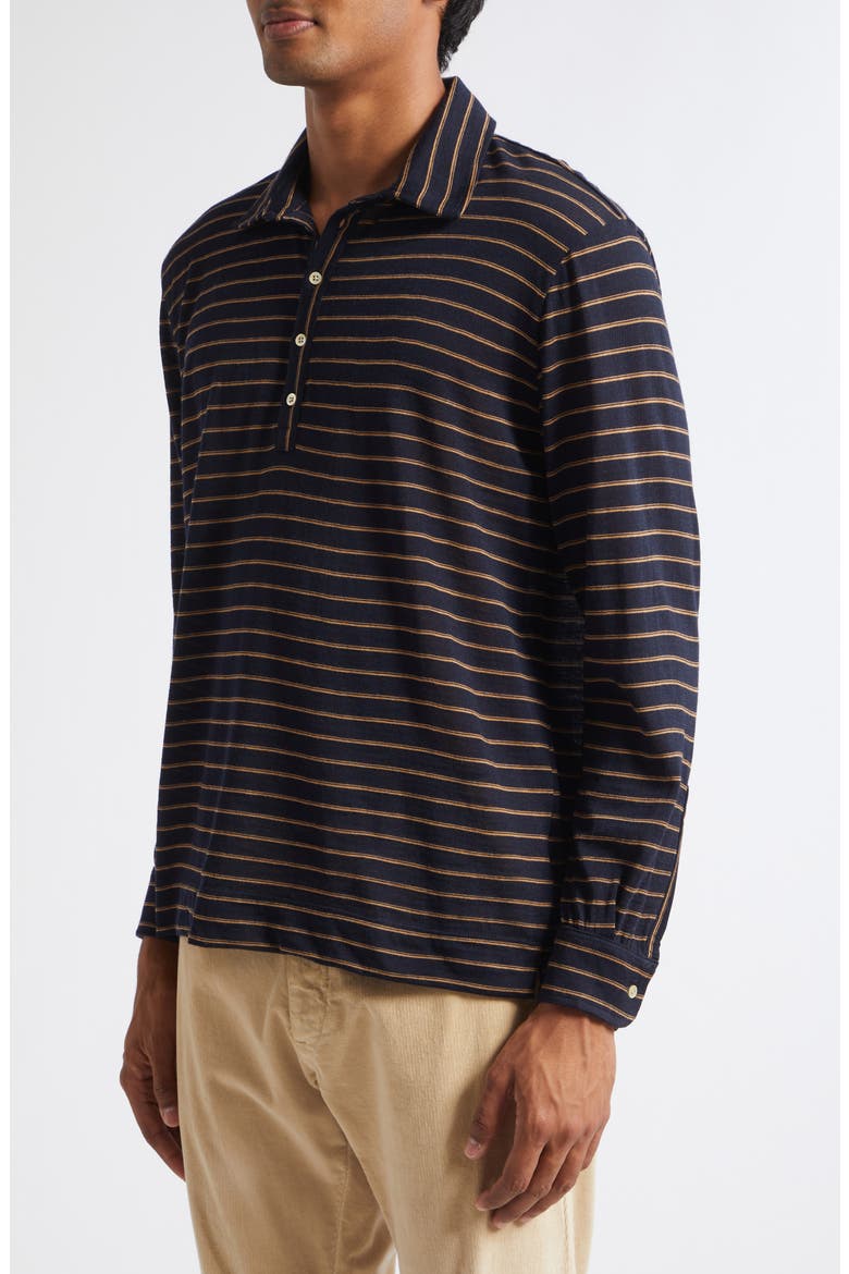 Stripe Long Sleeve Polo, Alternate, color, BLUE