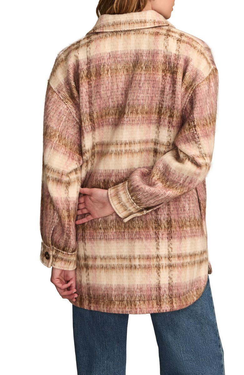 Lucky Brand Oversize Plaid Shirt Jacket, Alternate, color, Pink Plaid