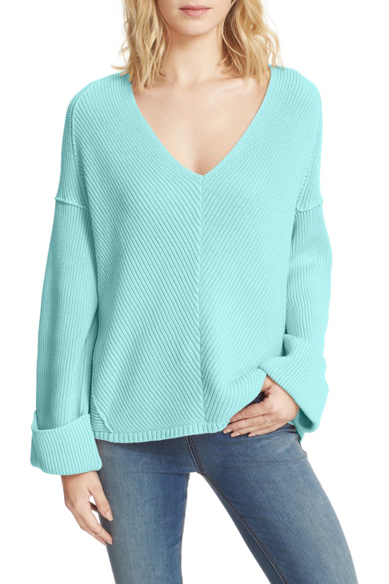 La Brea V-Neck Sweater, Main, color, MINT