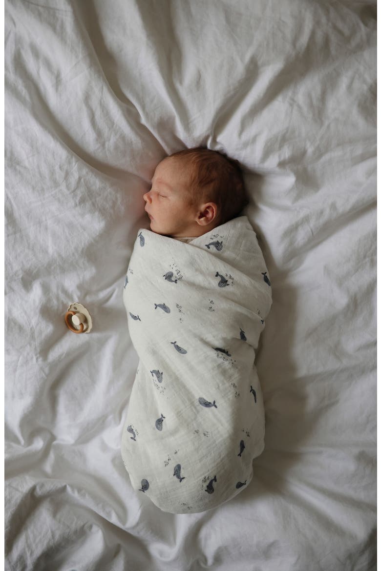 Muslin Swaddle Blanket, Alternate, color, WHALES