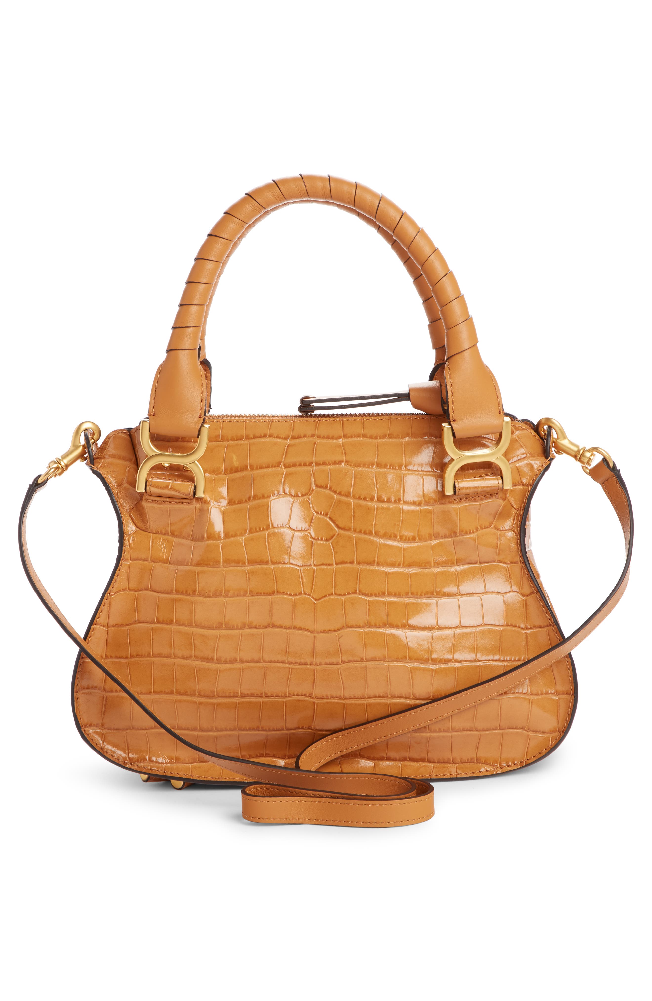 Chloé Small Marcie Croc Embossed Leather Satchel, Alternate, color, 