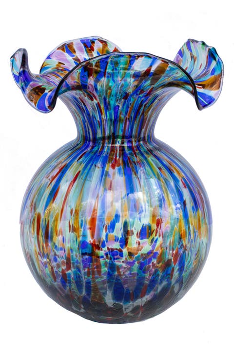 Hibiscus Glass Carnivale Medium Fluted Vase