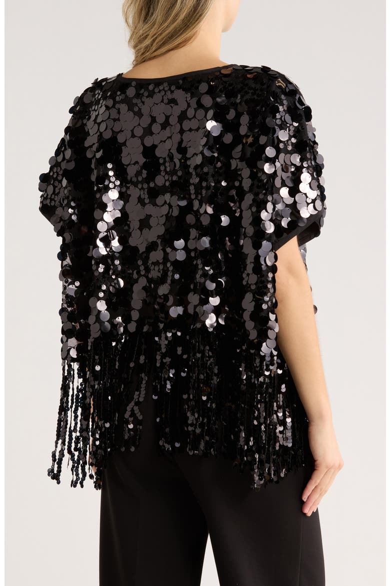 Sequin Poncho, Alternate, color, BLACK
