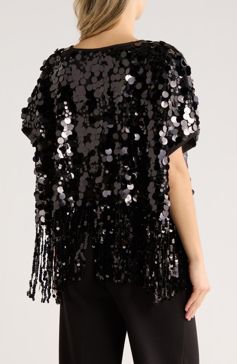 Ted Baker London Sequin Poncho, Alternate, color, Black
