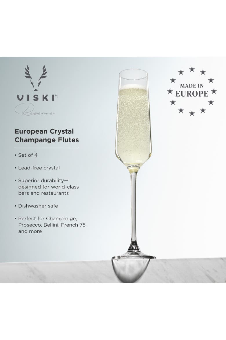 Reserve Inez Crystal Champagne Flutes Set of 4, Alternate, color, Clear