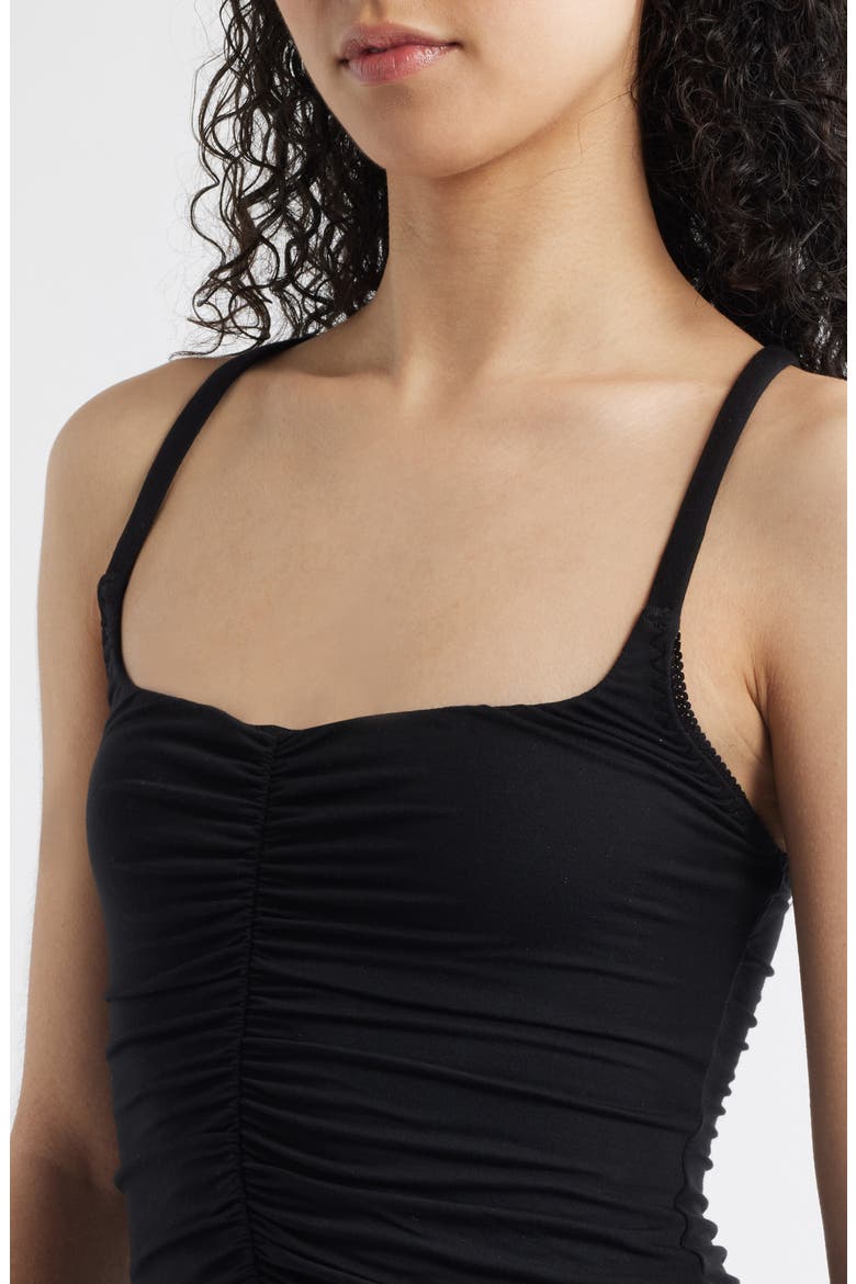 Shimmer Shimmer Ruched Crossback Camisole, Alternate, color, BLACK