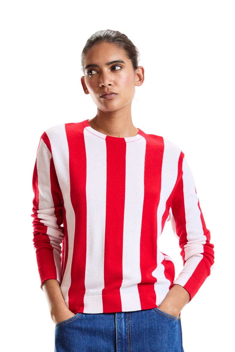 Sideline Striped Sweater, Main, color, Red