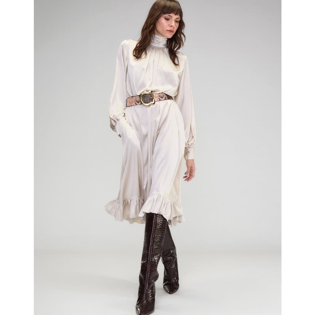 Cynthia Rowley Monroe Silk Charmeuse Dress In Stone