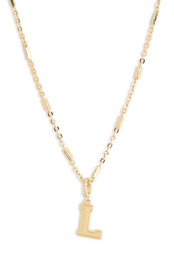 Leith Varsity Font Cubic Zirconia Initial Pendant Necklace In Gold