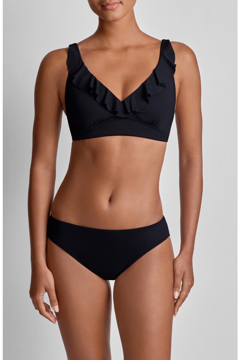 Ruffle Underwire Bikini Top, Alternate, color, BLACK