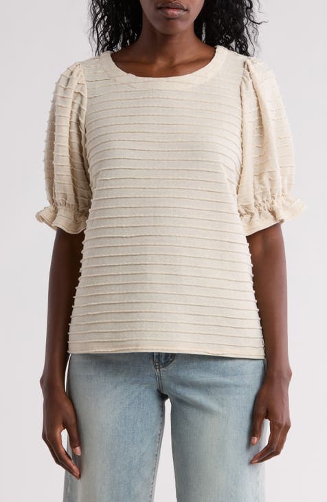 Ottoman Puff Sleeve Knit Top