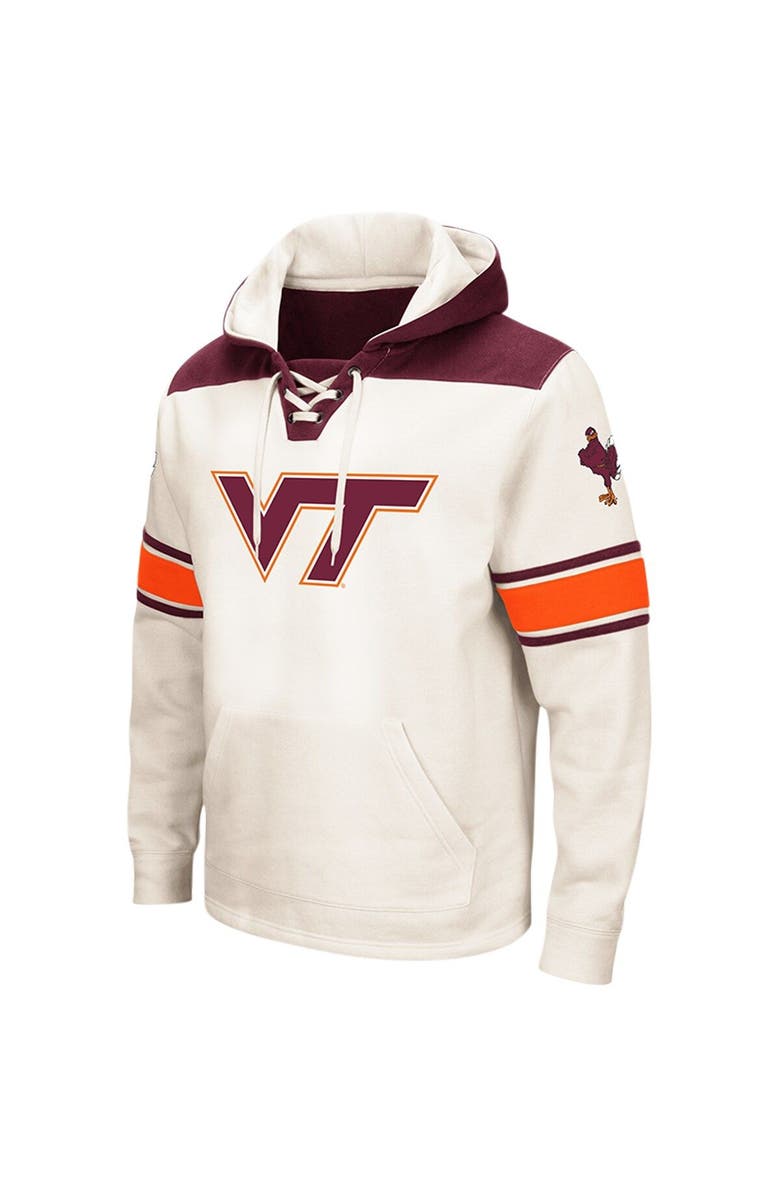 COLOSSEUM Men's Colosseum Cream Virginia Tech Hokies 2.0 Lace-Up Pullover Hoodie, Alternate, color,