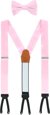 Trafalgar Sutton Solid Color Silk Brace and Bow Tie Combo