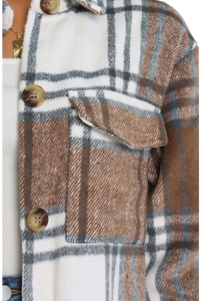 Dion Plaid Longline Shacket, Alternate, color, BROWN CHECK