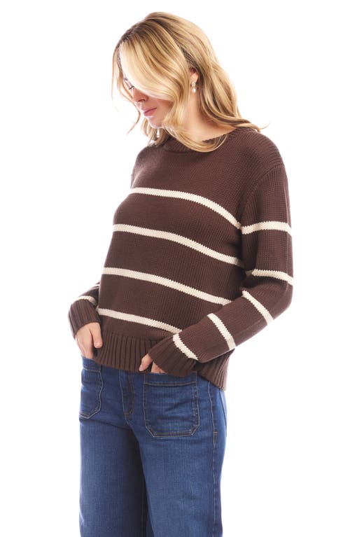 Karen Kane Stripe Crewneck Sweater In Brown