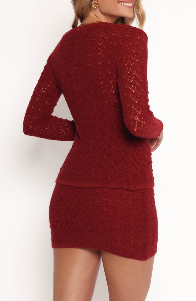 Petal & Pup Suzzie Pointelle Stitch Cardigan & Miniskirt Set, Alternate, color, Oxblood