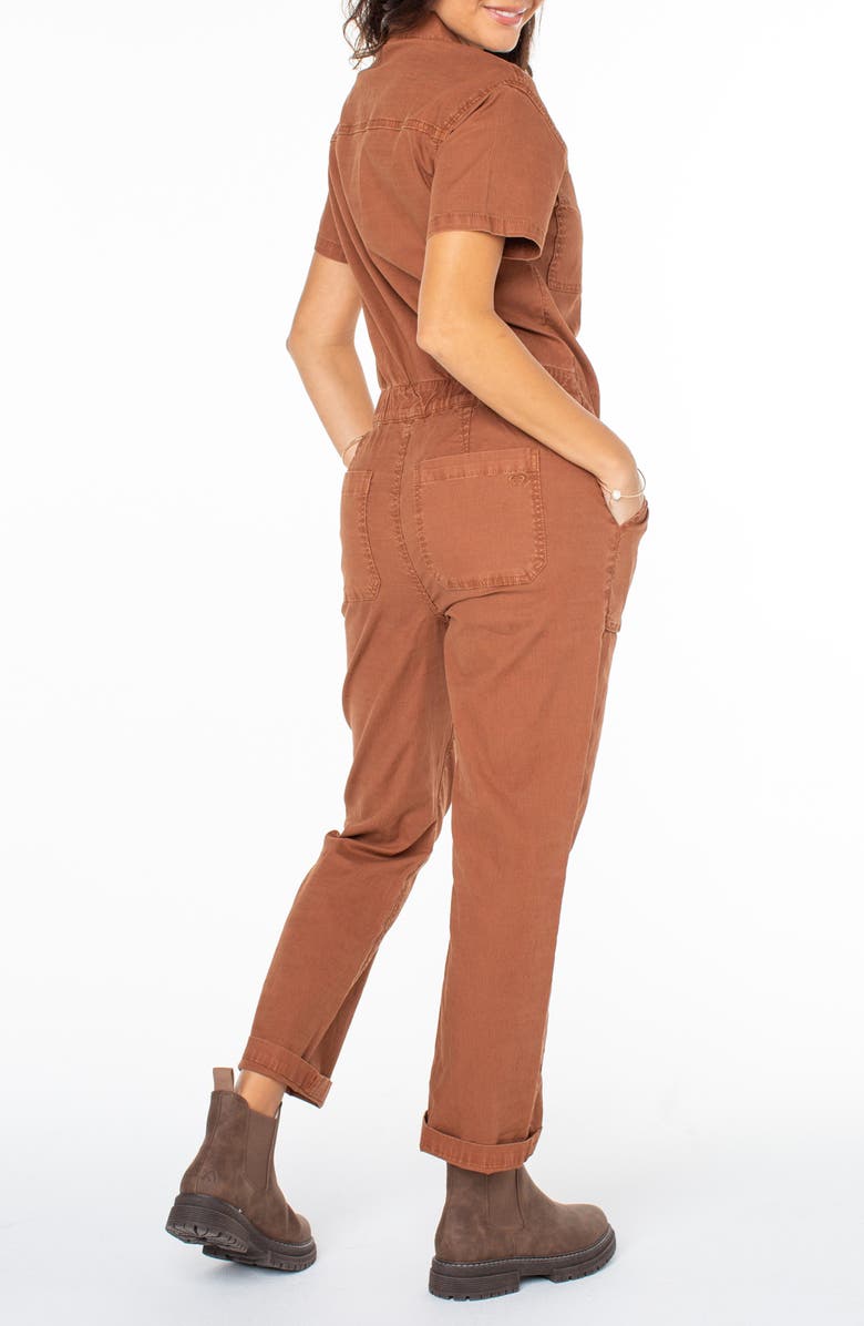 Roxy Servo Stretch Cotton & Linen Jumpsuit, Alternate, color, Russet