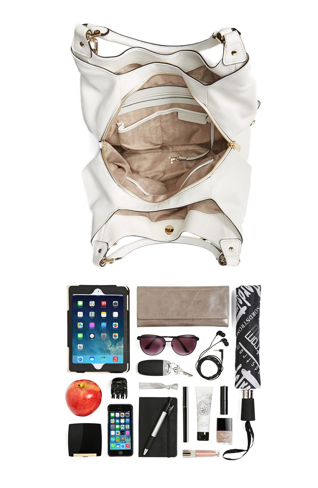 'Bedford - Large' Shoulder Hobo, Alternate, color, OPTIC WHITE