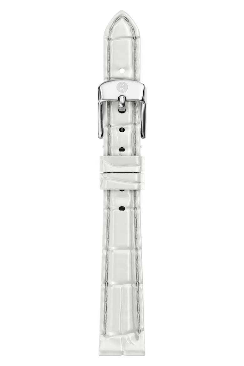 Croc Embossed Leather 12mm Apple Watch® Watchband, Main, color, WHITE