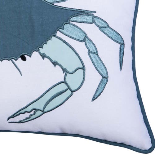 C & F Home C&f Home Sea Glass Crab Embroidered Piped Throw Pillow, 14" X 18" In Blue