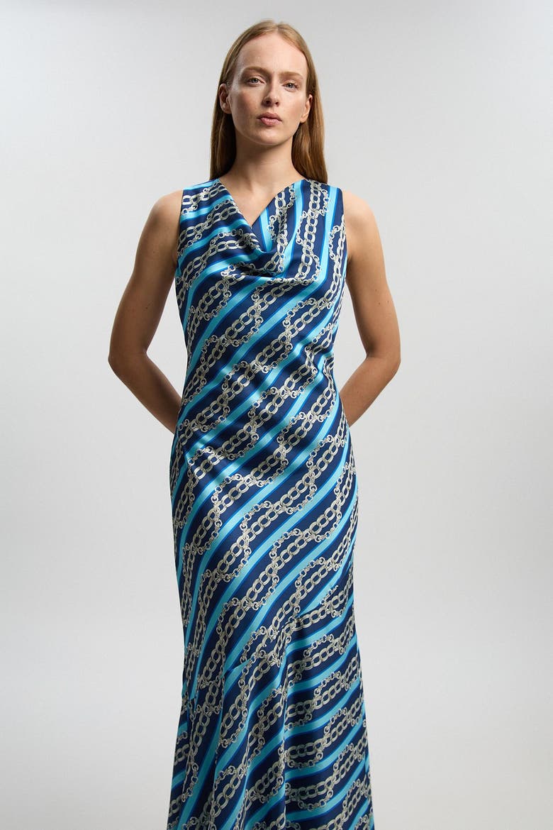 Chain Print Cowl Neck Maxi Dress, Alternate, color, Multi