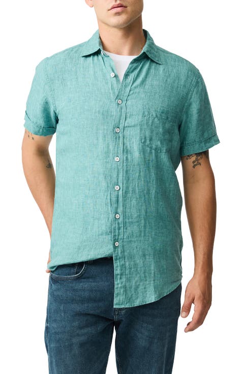 Palm Beach Sports Fit Short Sleeve Linen Button-Up Shirt