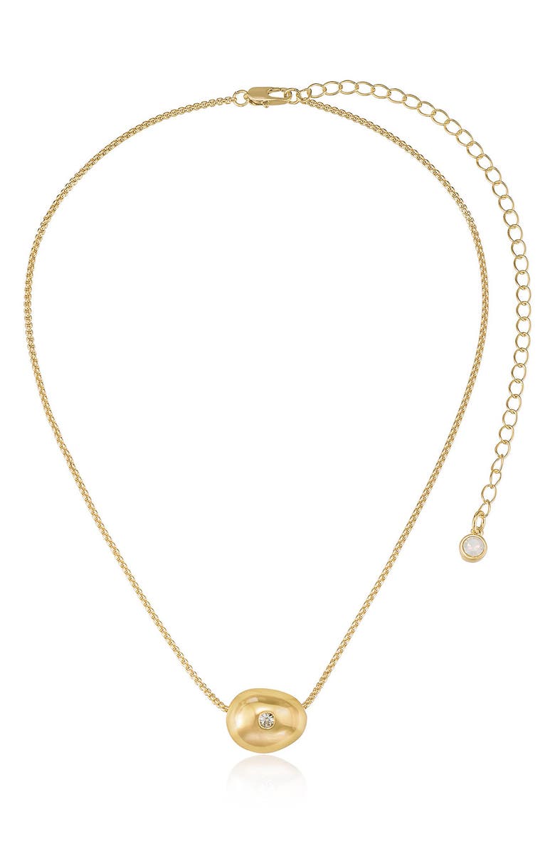 Ettika Crystal Dot Pebble Pendant Necklace, Main, color, Gold
