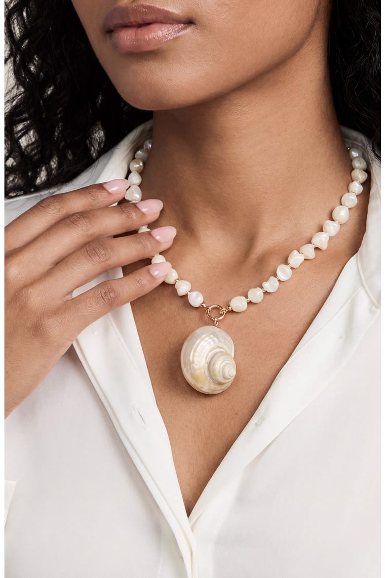 Sunken Treasure Shell Necklace, Alternate, color, IVORY/ GOLD