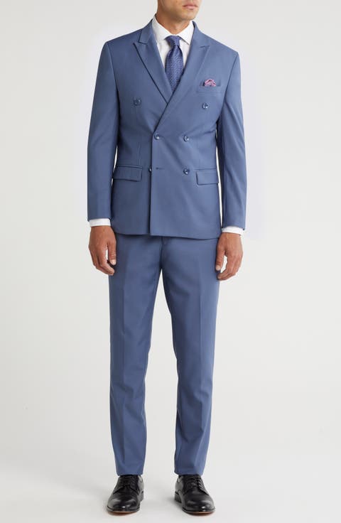 Slim Fit Solid Double Breasted Suit (Regular & Big)