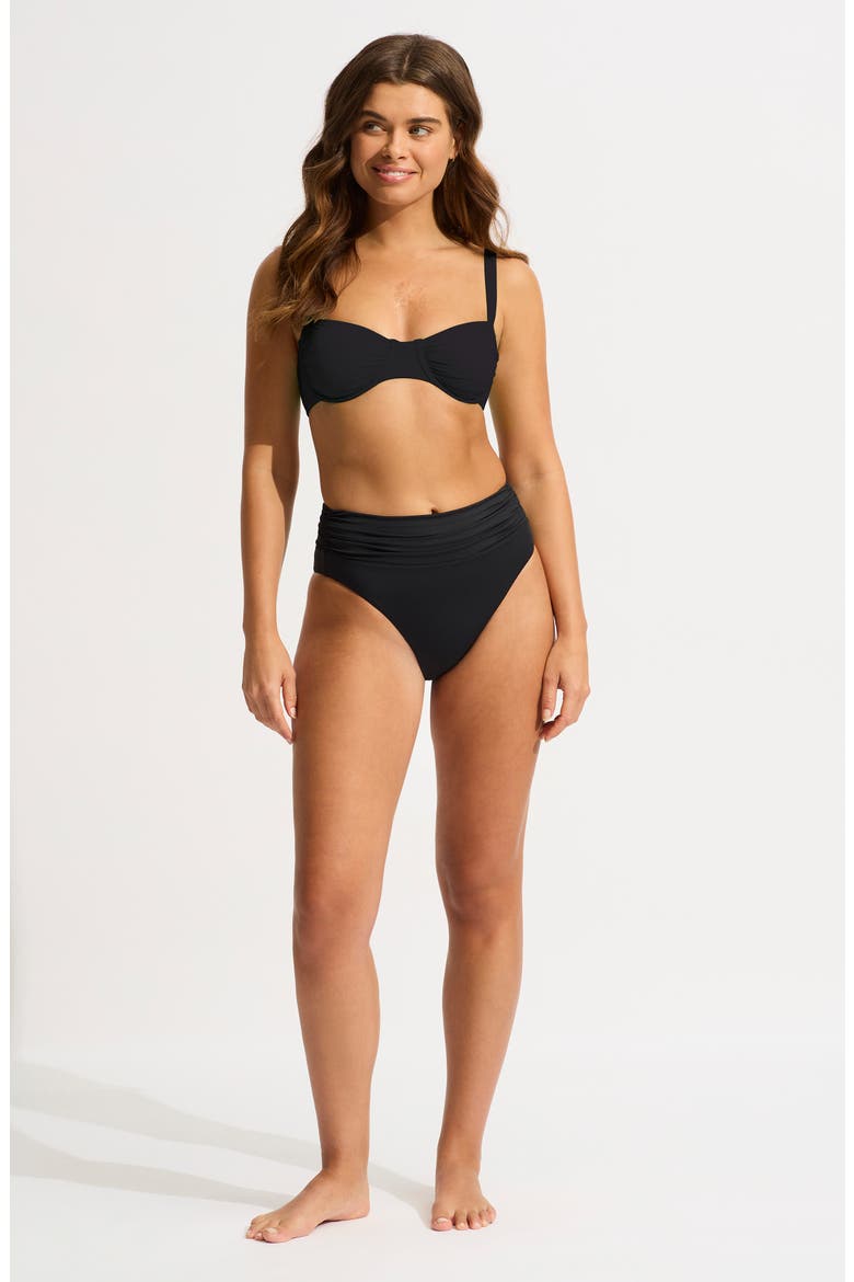 Rio High Waist Bikini Bottoms, Alternate, color, BLACK